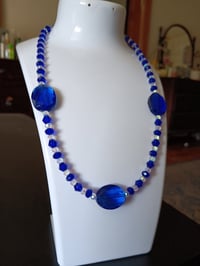 Image 5 of SHOCKING ROYAL BLUE AND CLEAR CRYSTAL BEADED NECKLACE 
