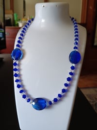 Image 6 of SHOCKING ROYAL BLUE AND CLEAR CRYSTAL BEADED NECKLACE 
