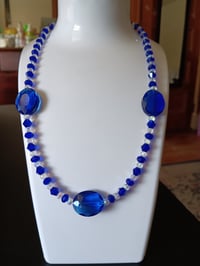 Image 7 of SHOCKING ROYAL BLUE AND CLEAR CRYSTAL BEADED NECKLACE 