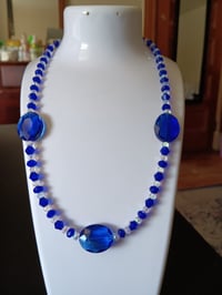 Image 8 of SHOCKING ROYAL BLUE AND CLEAR CRYSTAL BEADED NECKLACE 