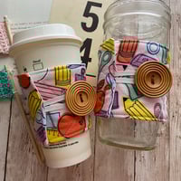 Image 2 of “School Supplies” Quilted Hot/Cold Cup Cozy