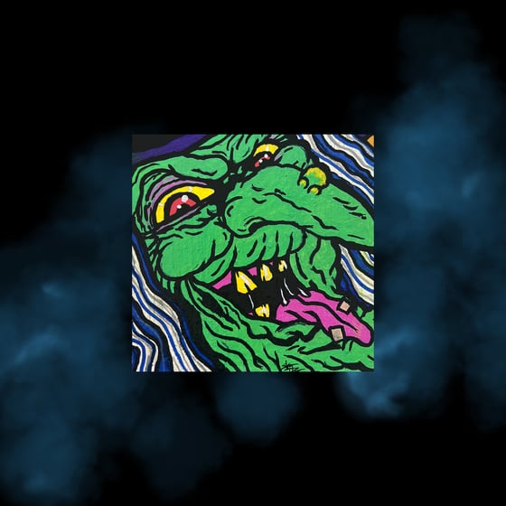 Image of "ACID TONGUE" witch MAGNET acrylic PAINTING 6" x 6"