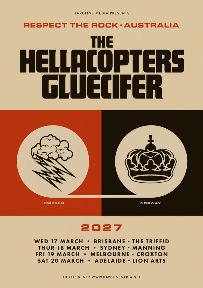 Image of THE HELLACOPTERS + GLUECIFER - Respect The Rock - SYDNEY - MANNING - THUR 18 MAR - GA PRE-SALE