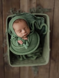 Image 1 of Alfalfa Green Bonnet + Wrap