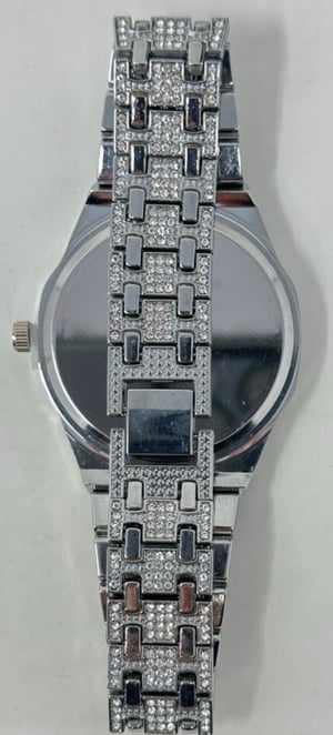 Image of Maxine 4.0Ct Classic Radiant Cut Women's Stud Earrings In Sterling Silver & Watch & Cuban Chain