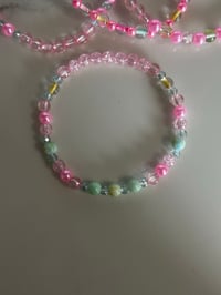 Image 6 of Spring Blossom Gold and Pastel Tumbler Bracelet Stack