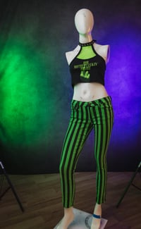 Image 5 of Size Size 8 Green Low Rise Tie Dye Striped Jeans