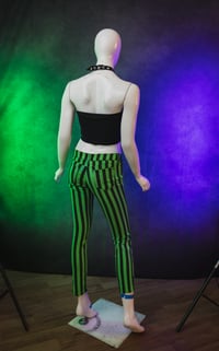 Image 2 of Size Size 8 Green Low Rise Tie Dye Striped Jeans