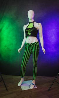 Image 3 of Size Size 8 Green Low Rise Tie Dye Striped Jeans