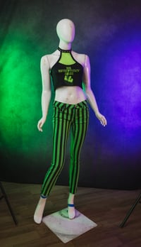 Image 1 of Size Size 8 Green Low Rise Tie Dye Striped Jeans