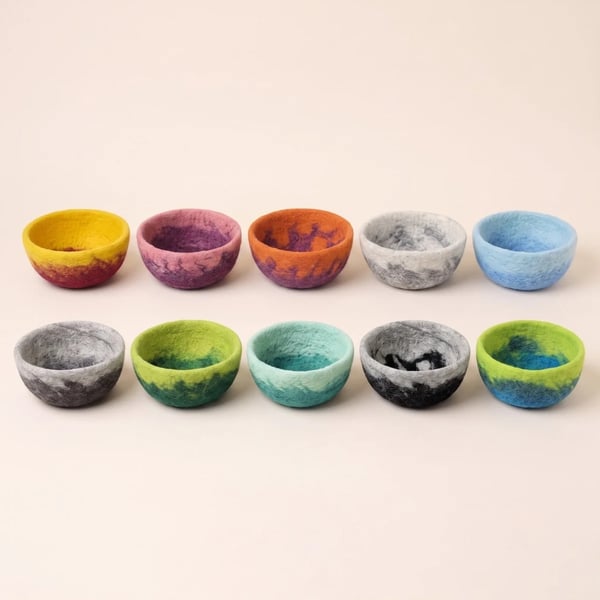 Image of NEW!  Ombre Small Wool Felt Bowl from Fibres of Life - Many Colors!
