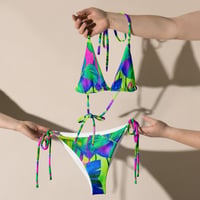 Image 3 of Sunset Botanical All-over print recycled string bikini