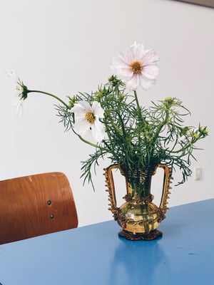 Gul finhed, vintage glas vase 