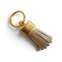 Image 1 of Porte-clef , modèle TASSEL, petit pompon, Or / ecru