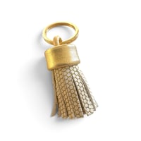Image 2 of Porte-clef , modèle TASSEL, petit pompon, Or / ecru