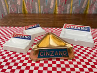 Image 1 of Rare Cinzano Gold, Red, Blue and Green Triangular Aluminium Ashtray