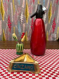 Image 2 of Rare Cinzano Gold, Red, Blue and Green Triangular Aluminium Ashtray