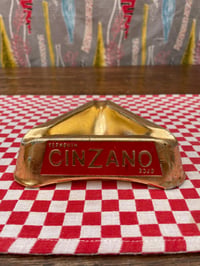 Image 3 of Rare Cinzano Gold, Red, Blue and Green Triangular Aluminium Ashtray
