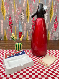 Image 1 of Cinzano Rectangular Ceramic Ashtray, Vintage 1960's Bar, Made in France.