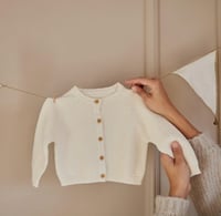 Image 1 of Baby Creme Long Sleeve Cardigan with Button