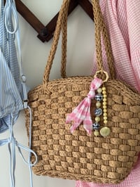 Image 2 of Gingham Fabric Bag Charm