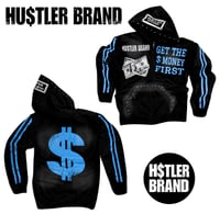 Image 1 of Hustle Brand "GET THE $ MONEY FIRST" Zip Up Hoodie - Black/Blue