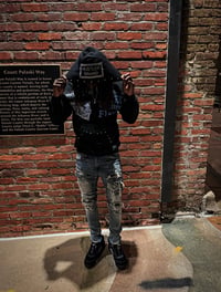 Image 2 of Hustle Brand "GET THE $ MONEY FIRST" Zip Up Hoodie - Black/Blue
