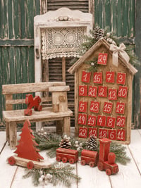  Handmade wooden  advent Calendar red
