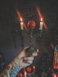 Image 1 of Red Jasper crystal ball candelabra 