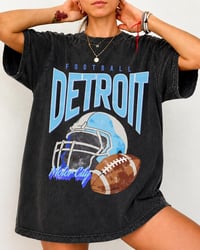 Image 1 of Detroit Football Acid Wash Boxy Cotton T-Shirt