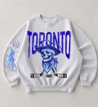 Image 1 of Retro Toronto Original Six Crewneck Skull and Hockey Stick Crossbones