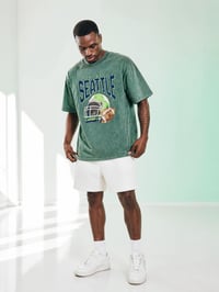 Image 1 of Seattle Football Acid Wash Boxy Cotton T-Shirt Emerald City