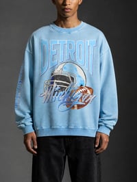 Image 1 of Retro Detroit Football Acid Wash Crewneck Motor City