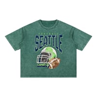 Image 2 of Seattle Football Acid Wash Boxy Cotton T-Shirt Emerald City