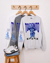 Image 2 of Retro Toronto Original Six Crewneck Skull and Hockey Stick Crossbones