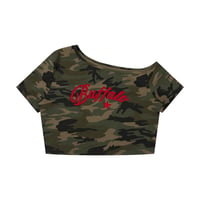Image 2 of Women's Camo Buffalo Off Shoulder and Shorts Matching Set