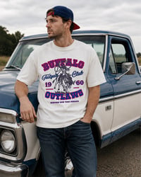 Image 2 of Buffalo Fans Tailgate Unisex Shirt Cowgirl Riding Buffalo Original Artwork