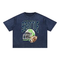 Image 3 of Seattle Football Acid Wash Boxy Cotton T-Shirt Emerald City