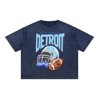 Image 3 of Detroit Football Acid Wash Boxy Cotton T-Shirt