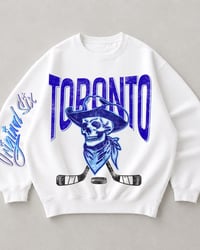 Image 3 of Retro Toronto Original Six Crewneck Skull and Hockey Stick Crossbones
