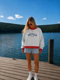 Image 3 of Buffalo Football Heritage 1960 Women’s Mock Neck Crewneck