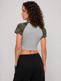 Image 3 of Buffalo Camo Raglan Crop T-Shirt
