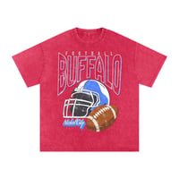 Image 3 of Buffalo Football Acid Wash Vintage Oversized Cotton T-Shirt