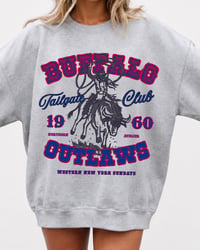 Image 3 of Buffalo Fans Tailgate Unisex Shirt Cowgirl Riding Buffalo Original Artwork