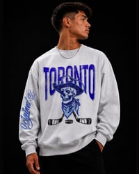 Image 4 of Retro Toronto Original Six Crewneck Skull and Hockey Stick Crossbones
