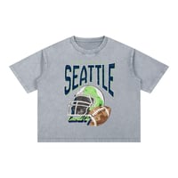 Image 5 of Seattle Football Acid Wash Boxy Cotton T-Shirt Emerald City