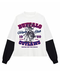 Image 4 of Buffalo Fans Tailgate Unisex Shirt Cowgirl Riding Buffalo Original Artwork