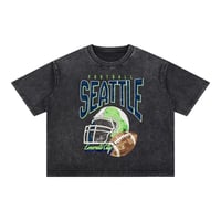 Image 6 of Seattle Football Acid Wash Boxy Cotton T-Shirt Emerald City