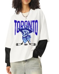Image 6 of Retro Toronto Original Six Crewneck Skull and Hockey Stick Crossbones