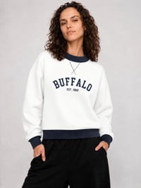 Image 5 of Buffalo Football Heritage 1960 Women’s Mock Neck Crewneck
